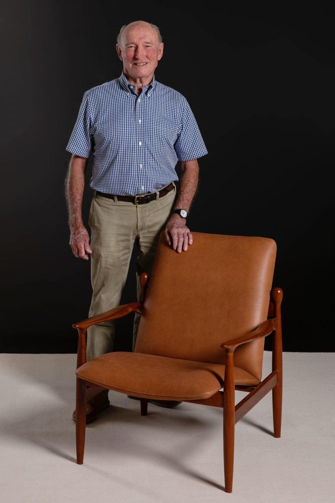 Furniture Legend In Australia, Tony Parker, and a Parker 150 Chair restored by Covesmore Solutions in Sydney